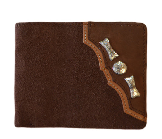 Wallet - Leather - Suede Distressed - Silver Concho & Arrows • MJ Clothing Womens Mens Country Clothing Kids Fashion