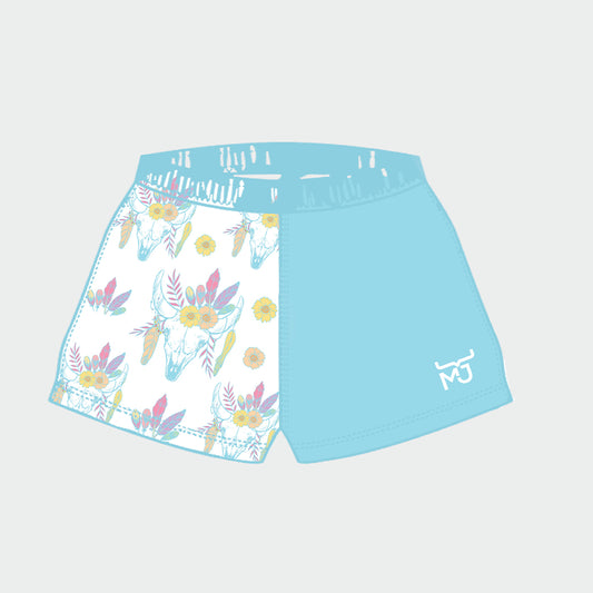 Feather Skull Shorts- Youth