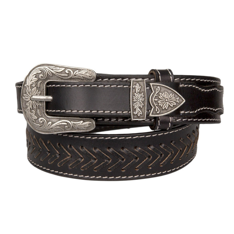 Belt - Leather - Black - Lace Design • MJ Clothing Womens Mens Country Clothing Kids Fashion