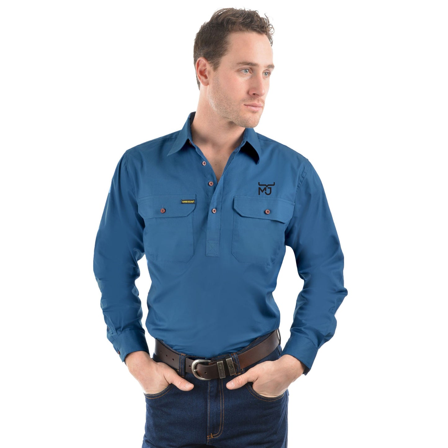 Men's 1/2 Placket Light Cotton Shirt • MJ Clothing Womens Mens Country Clothing Kids Fashion