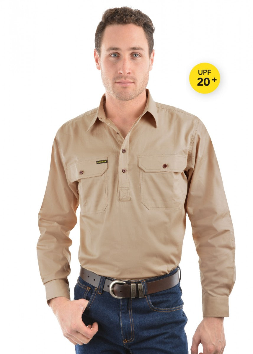 Men's 1/2 Placket Light Cotton Shirt • MJ Clothing Womens Mens Country Clothing Kids Fashion