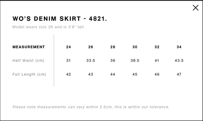 Ladies Denim Skirt • MJ Clothing Womens Mens Country Clothing Kids Fashion