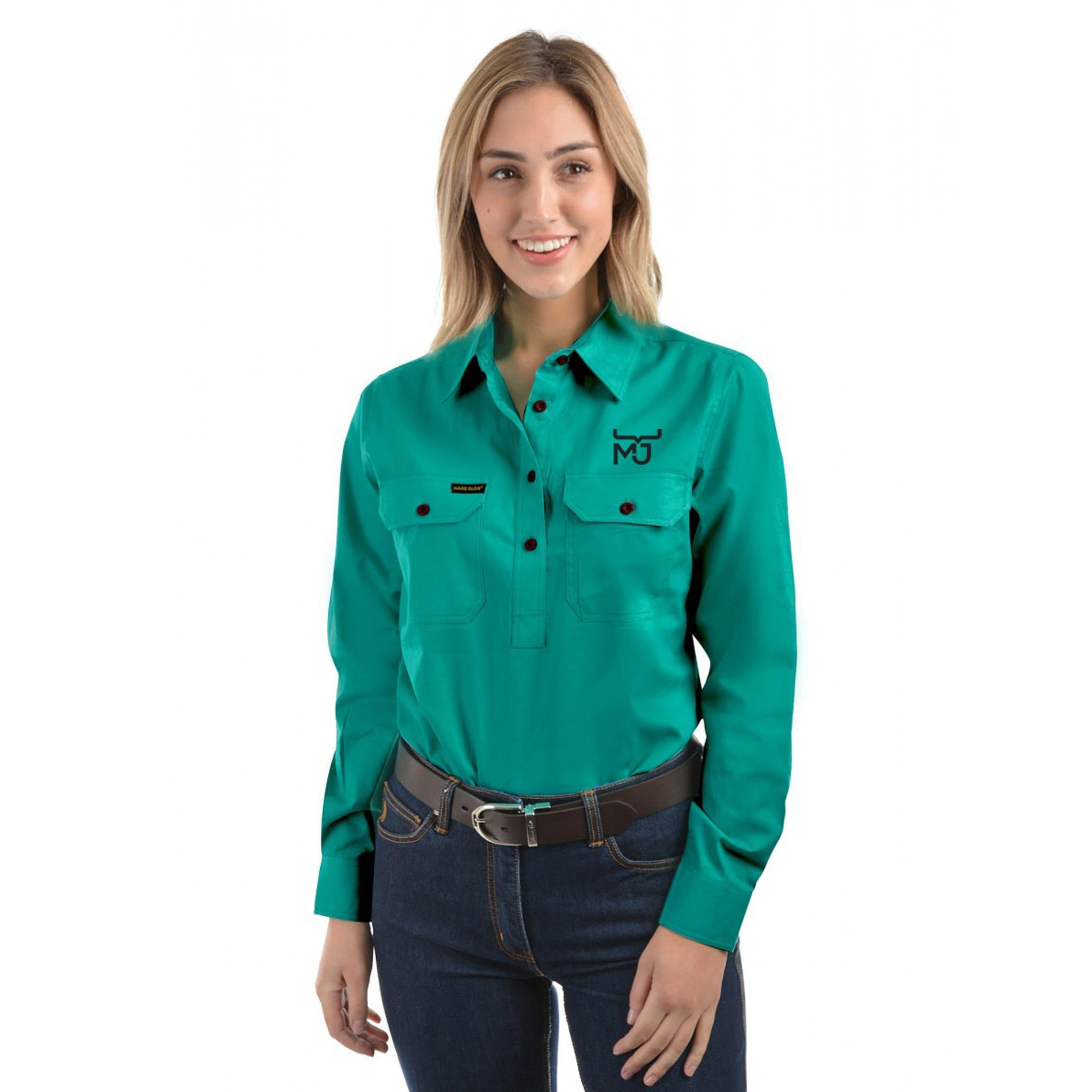 Ladies 1/2 Placket Long Sleeve Shirt • MJ Clothing Womens Mens Country Clothing Kids Fashion